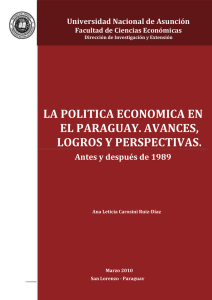la politica economica en el paraguay. avances, logros y perspectivas.